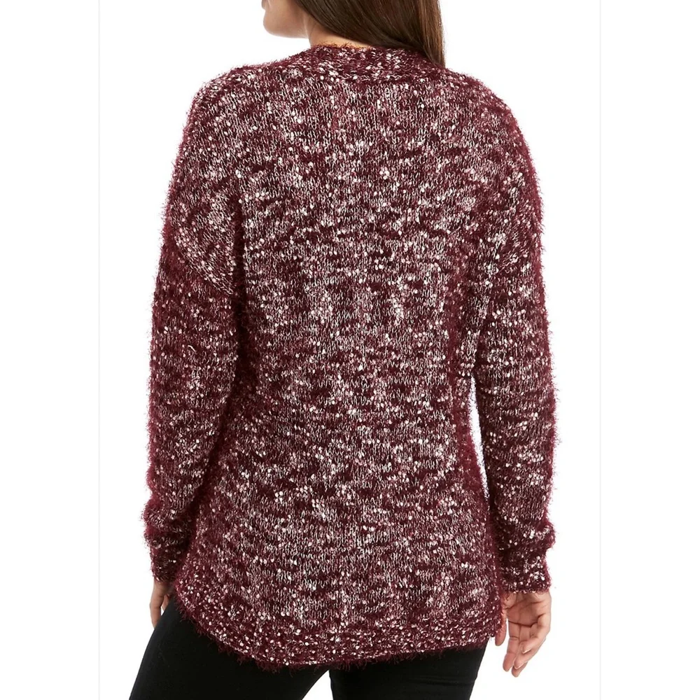 Maroon and white Multi Popcorn Cardigan